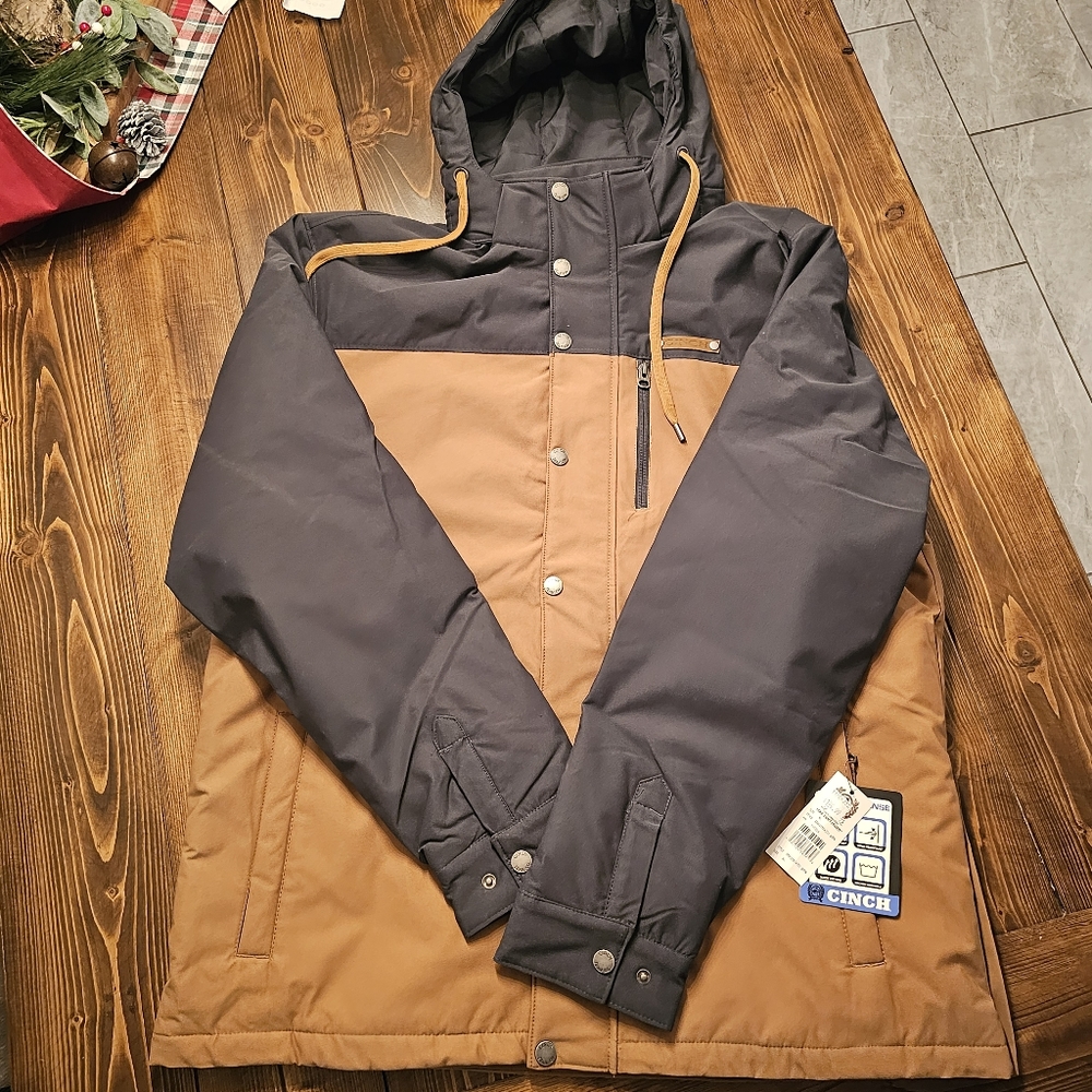 NWT Cinch® Men's Brown Lined Color Block Ski Coat